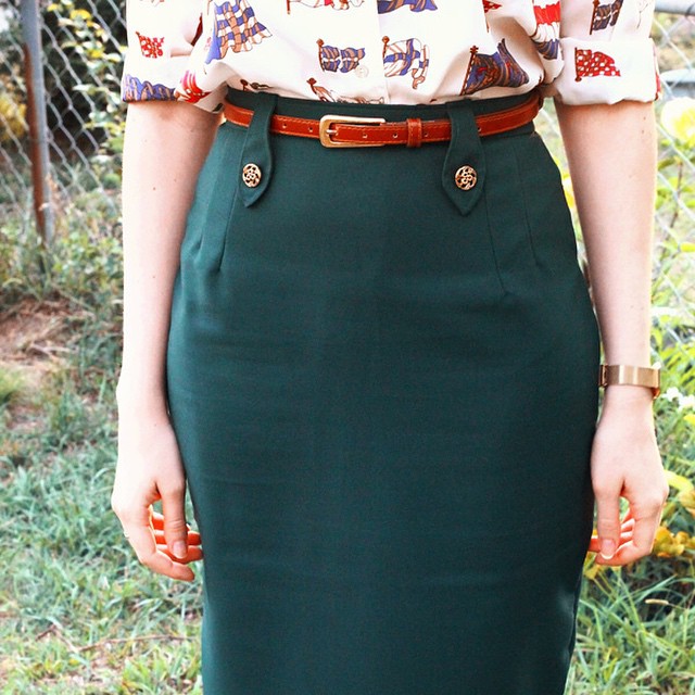DIY Military Green Pencil Skirt